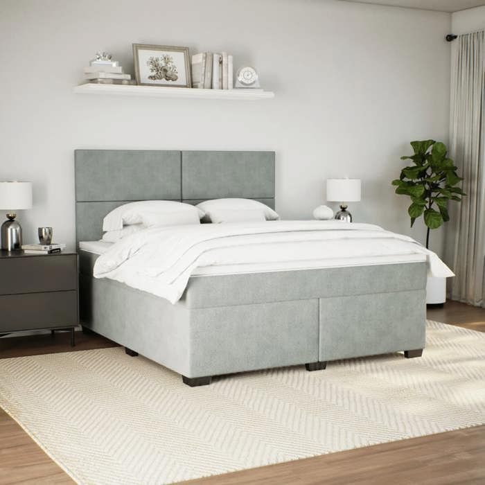 Maison Exclusive - Sommier à lattes de lit et matelas Gris clair 180x200cm Velours