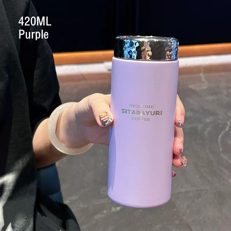 210ml/420ml Fashion Mini Double Stainless Steel Vacuum Flask With Bling Lid Portable Pocket Coffee Tea Thermos Mug Tumbler