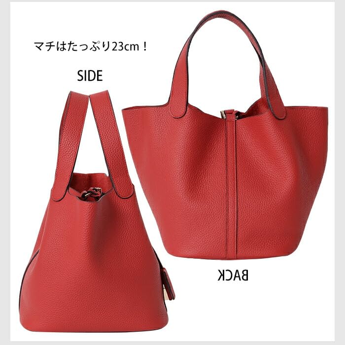 Perenne 10103 Genuine Leather Handbag, Cube Shape, Medium, No Dividers, Women's, Dark Navy