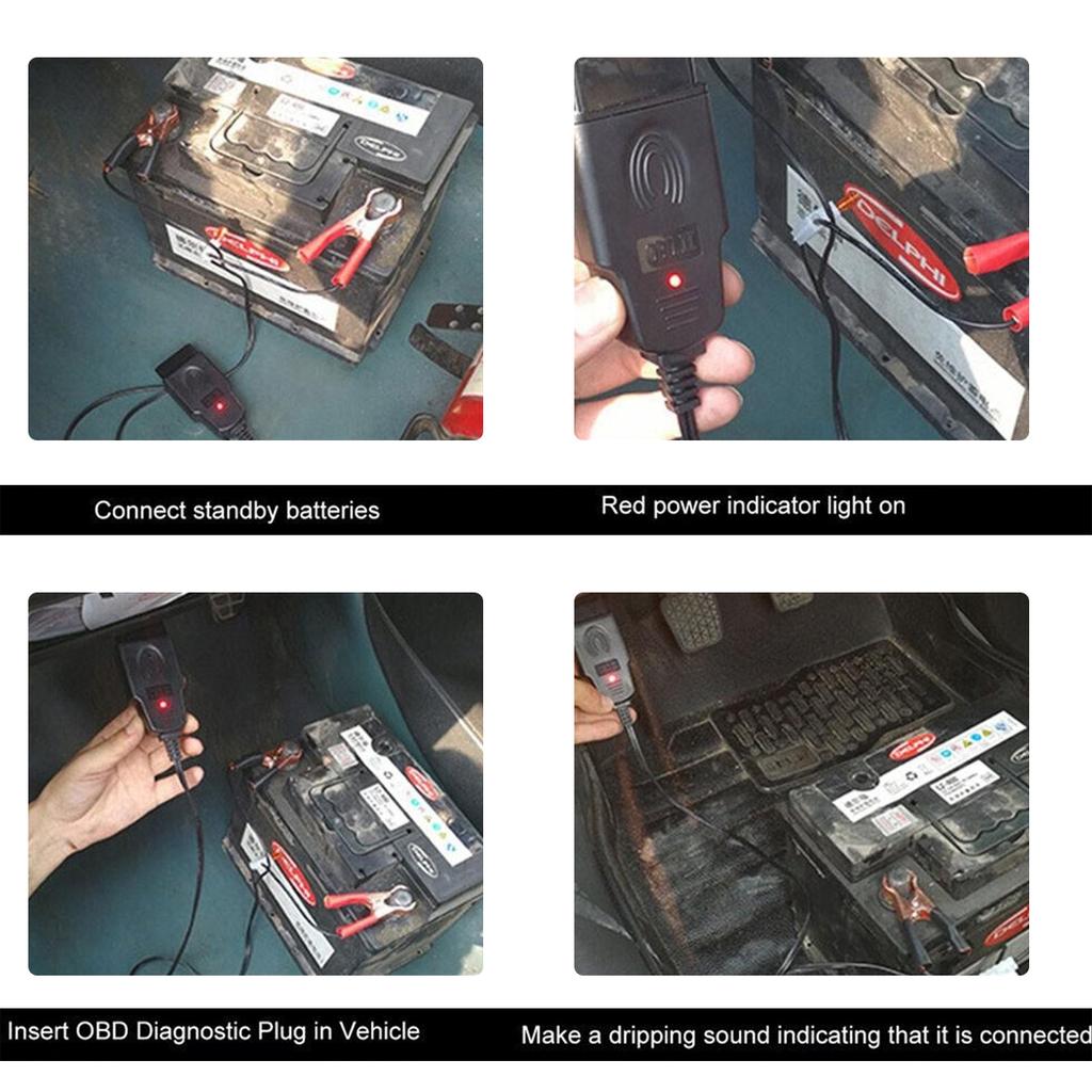 Car Computer Memory Saver OBD2 3.6ft Professional Vehicle Safe Auto Battery Power Off Memory Saver Cable with Alligator Clip-On