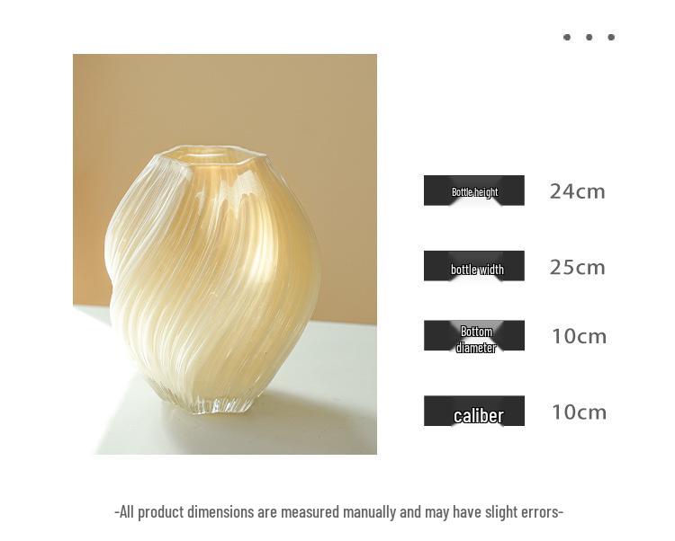 Cream-Colored Twisted Spiral Glass Vase for Hydroponic Floral Decor