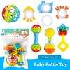 Infant and Toddler Chewable Teether Rattle Set 0-1 Year Old Baby Soft Rubber Hand Grip Ball Bag Rattle
