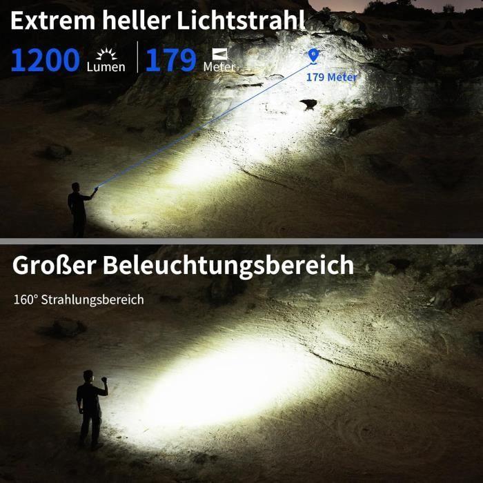 Lampe Torche - WUBEN - C3 - 1200 Lumens - Rechargeable USB - Étanche IP68