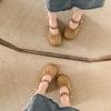 New French retro Mary Jane shoes flat bag heel single shoes with fairy light mouth beanie shoes