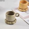 Vintage Kiln Glazed Porcelain Cup&saucer 250ml Coffee Mug Home Dining Table Milk Mugs Afternoon Tea Teacup Fruits Juice Cup