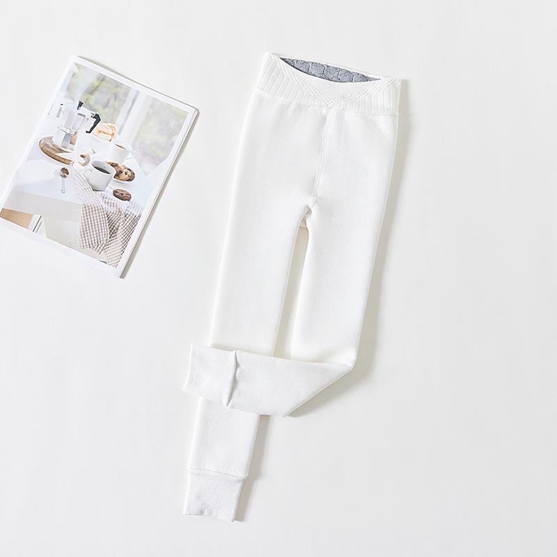 Children's Winter Fleece-Lined Cotton Leggings with Hip-Lifting Lambskin, Warm Nine-Point Design