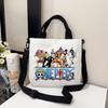 One Piece Canvas Shoulder Bag Luffy Anime Caroon Print Crossbody Bags Daily Use Casual Storage Handbag Shopping Bag