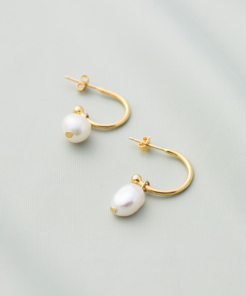 Novice Tokyo Baroque Freshwater Pearl Hoop Pierce (Earrings) Baroque Pearl Hoop Pierce [Silver 925] / Gold