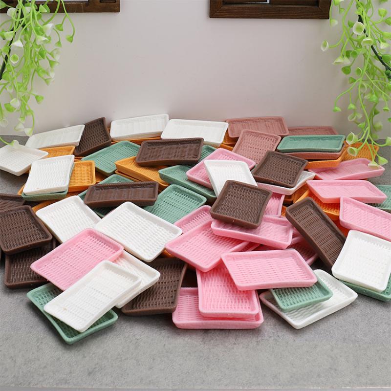 10Pcs Dollhouse Simulation Miniature Kitchen Cutlery Dish Plate Dessert Bread Plate Model Ornament Toys Doll House Accessories
