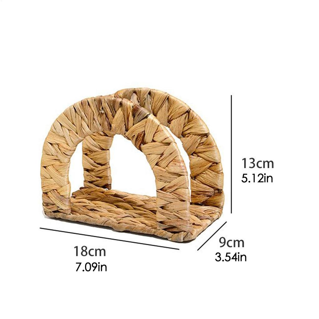 Cocktail Napkin Holder Water Hyacinth Kitchen Napkins Holder for Table Farmhouse Decorative Storage Organizer for Restaurant