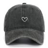 Vintage Korean Style Thin-Brim Heart Embroidery Baseball Cap - Unisex Spring/Summer Fashion