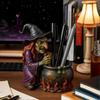 Magic Witch Pen Holder, Witch Cauldron Pen Holder for Horror Fans & Fantasy Lovers, Resin Cauldron Pen Organizer with Spooky Witch Design