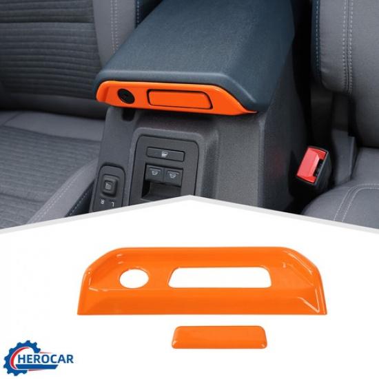 2xOrange Car Armrest Box Switch Decoration Cover Stickers for Ford Bronco 21+ABS