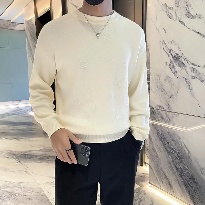 Pletený podzimní zimní svetr Pánský jarní a podzimní Korejský Nový kulatý výstřih Volný top Šik Hong Kongský styl Trendy