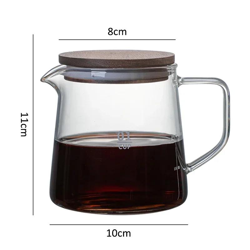 

2025 New 300ML/500ML Fashionable Personalized Portable Glass Drip Coffee Maker Pot Glass Tea Kettle with Wood Lid
