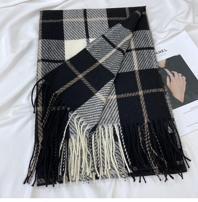 Schal Damen Winter Imitation Kaschmir Quaste Schal Vielseitig Warm Verdickt Schal