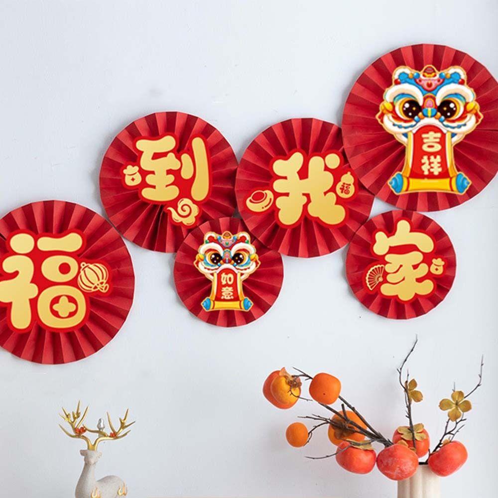 Traditional Chinese Paper Fan Flowers Folding Spring Festival Supplies Celebration Party Decor
