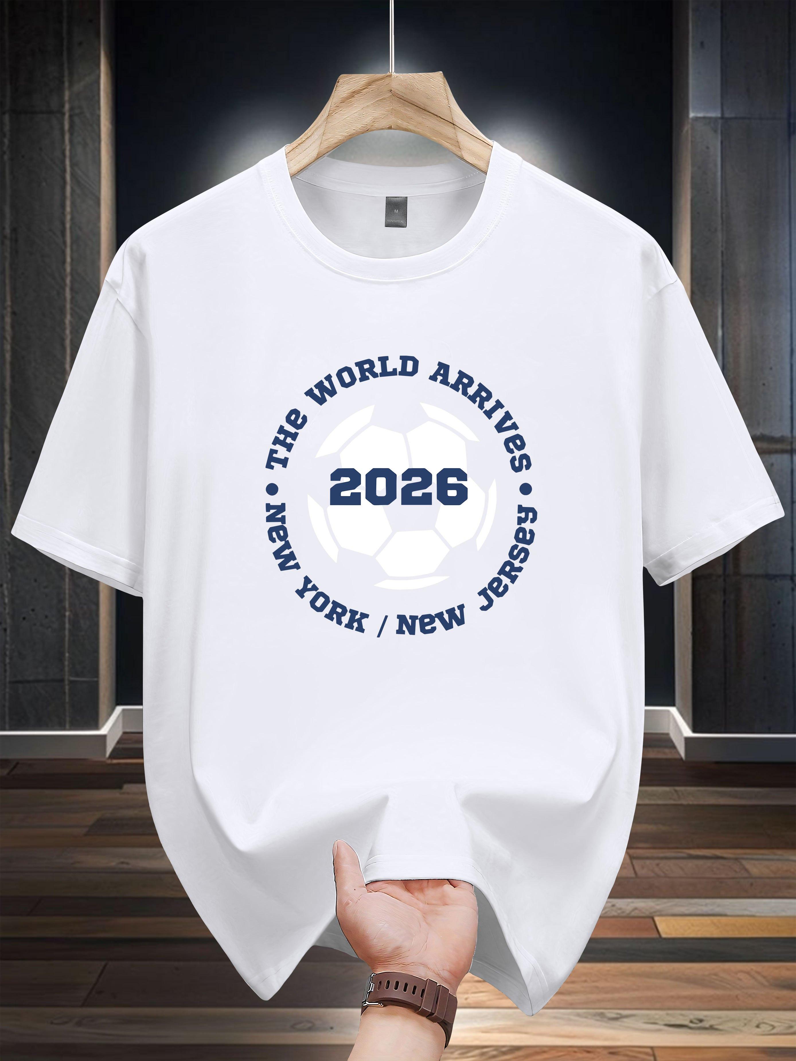 

[Everyday Comfort] 2026 New York City Soccer Graphic T-shirt - 100% Cotton Casual Crew Neck Tee M