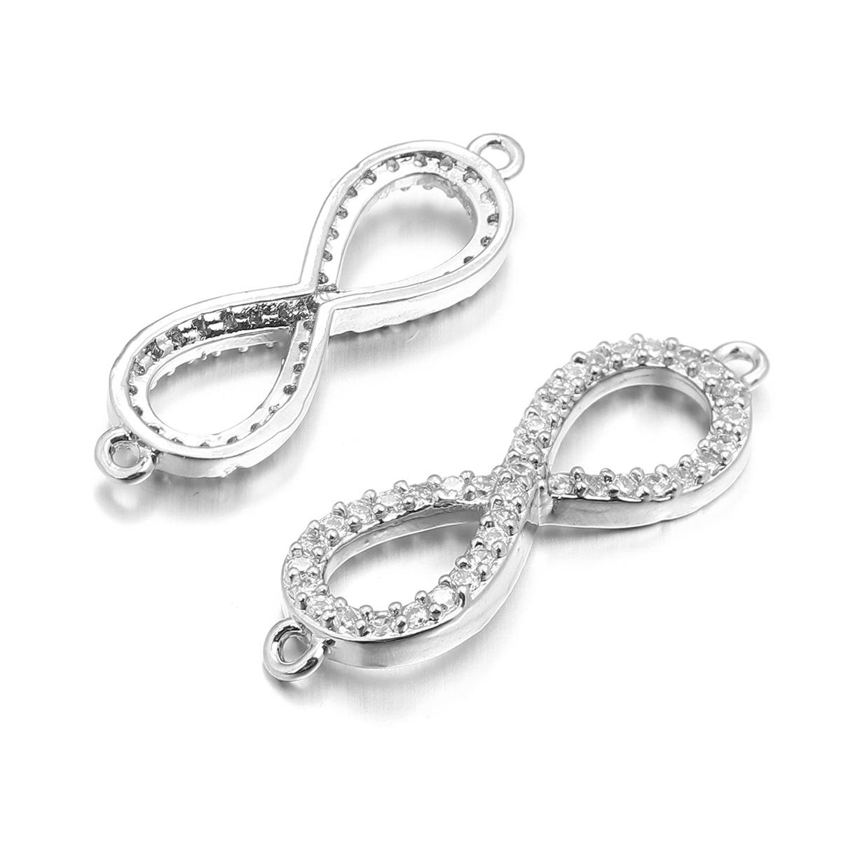 

2pcs Brass Cubic Zirconia Infinity Charms 9x29mm Exquisite Cross Charm Connectors For DIY Jewelry Making Necklace Accessories