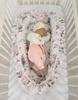 Premium baby cocoon playpen swaddle with ruffles - Romantic peonies