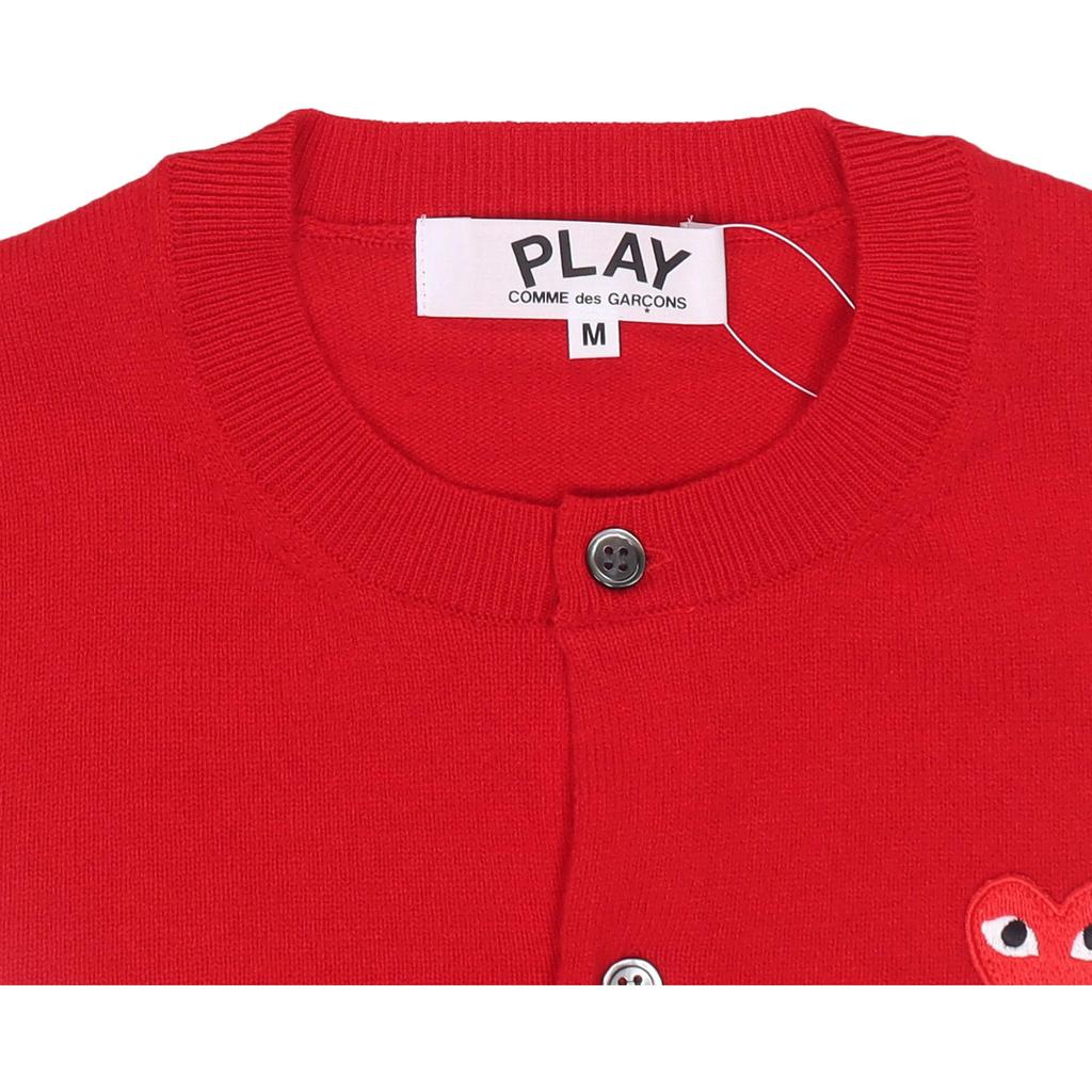 Comme des Garcons Play Womens Red Heart Knit Cardigan Sweater Red Women Streetwear AZ-N007-051-5