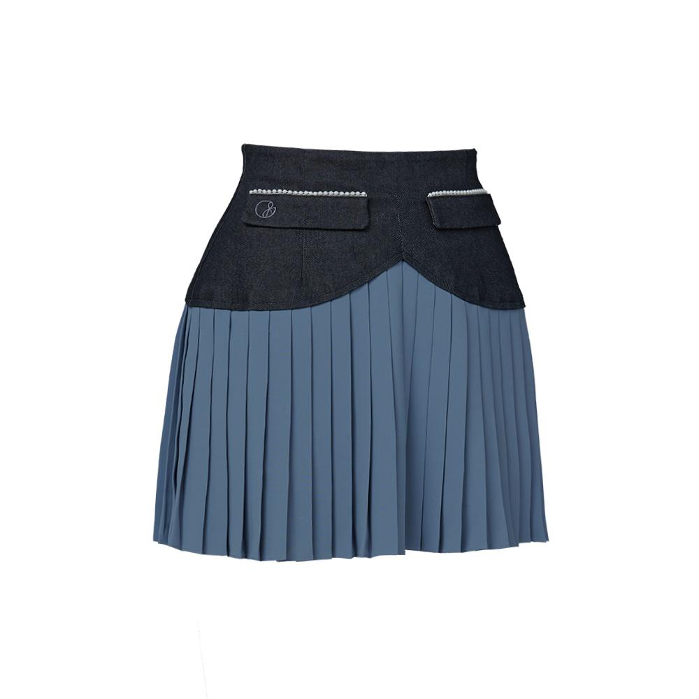 J Jane Heart Shaped Pleated Skirt (Denim)