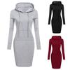 Culoare uni Femei Maneca lunga Buzunar Bodycon Hanorac cu gluga Hanorac Rochie