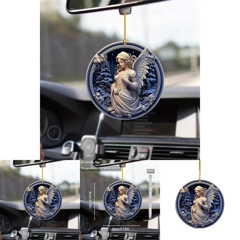 Acrylic Flat Surface Angel Car Pendant With Minimalist Design For Vehicle Interior Decor
