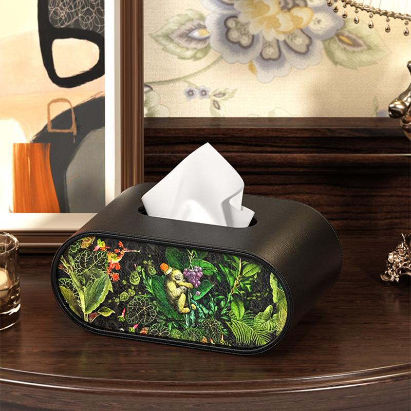 Leather Tissue Box with Storage Rack and Home Decoration Paper Rack, Suitable for Office Desks, Countertops, Bedside Tables, Etc