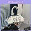 Pu Underarm Bag For Women With Shiny Lacquer Finish And Multi Color Patching