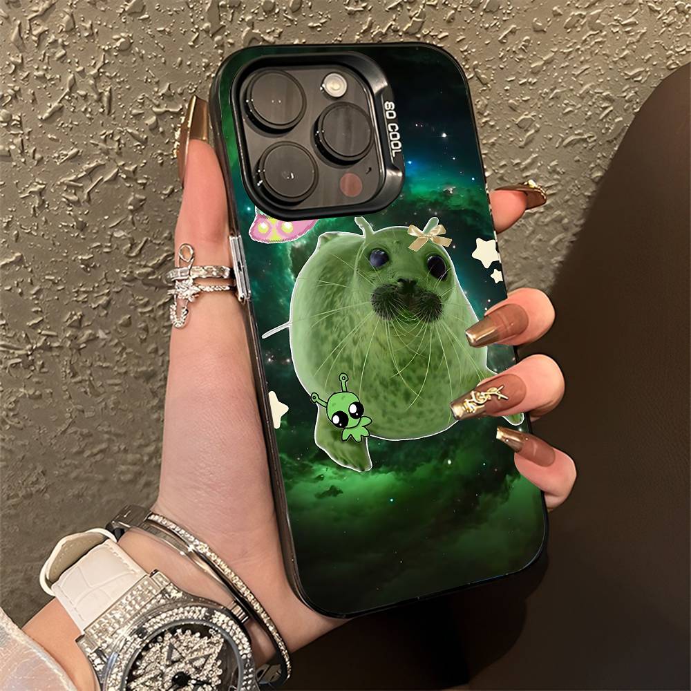 Seal Sea Shrimp Phone Case For iPhone 15,17,11,14,13,16,12,E,Max,Plus,Air,Pro,Mini Black Matte Cover