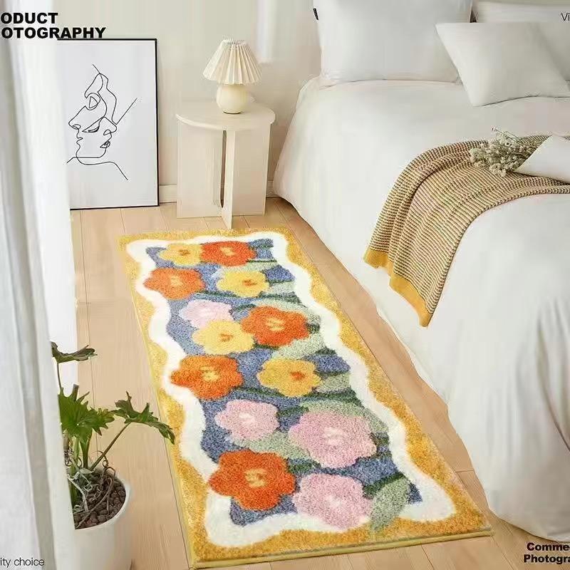 

Ins Flower Pattern Carpets Creative Printed Floor Mat Коврик в корейском стиле для гостиной, спальни, прикроватный ковер 40x60cm