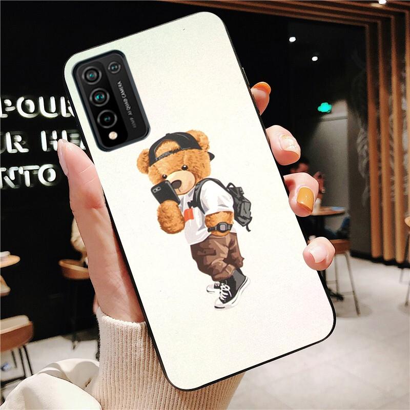 Cute Teddy Bear Beer Phone Case for Huawei Honor 50 10X Lite 20 7A 7C 8X 9X Pro 9A 8A 8S 9S 10i 20S 20lite 7X 10 Lite
