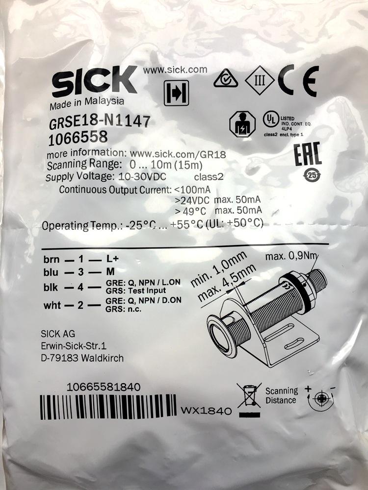

SICK Cylindrical Photoelectric Switch GRSE18-N1147/P1147 N1147