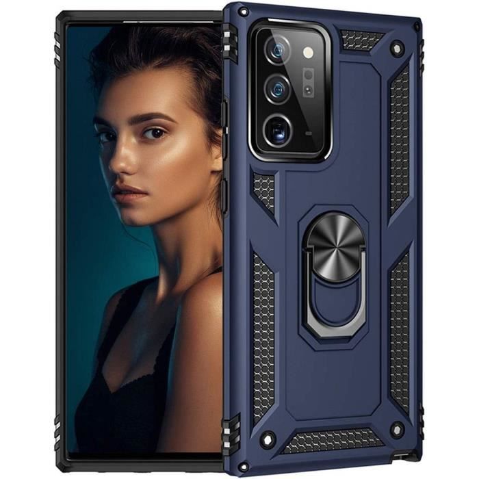 Coque de Protection - BOOLING - pour Samsung Galaxy Note 20 Ultra - Rigide - Bleu Marine - Support Magnétique 360°