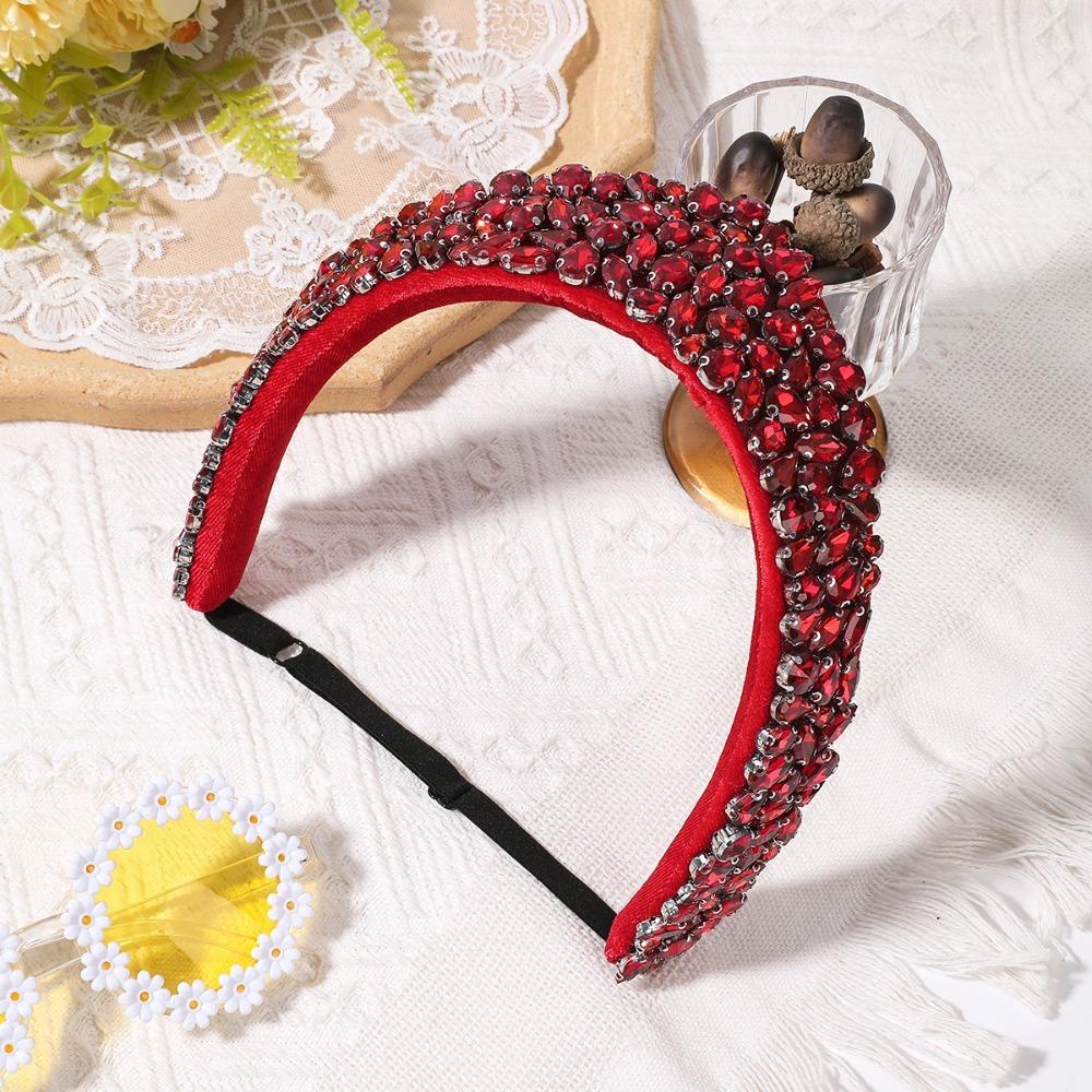 

Headwear Rhinestone Crown European Style Princess Party Headband Luxury Vintage Hairband Party червоний