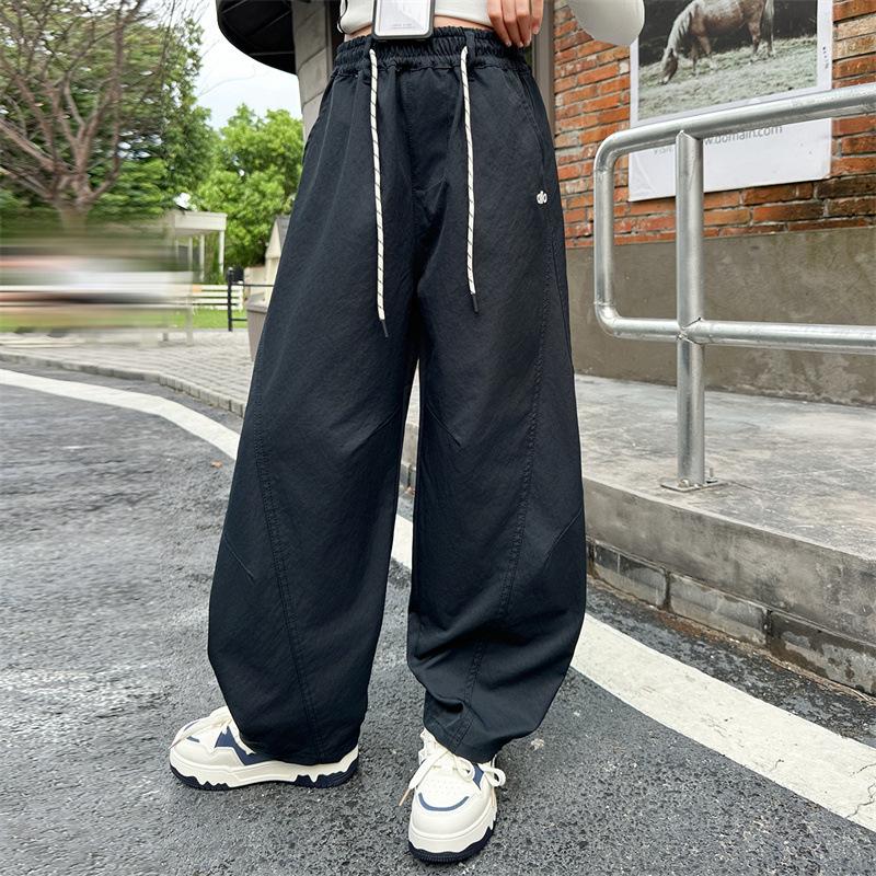 

Girls Letter Embroidery Patchwork Trousers - Spring/Autumn 2025 Collection: Versatile Casual Long Pants 150cm чорний