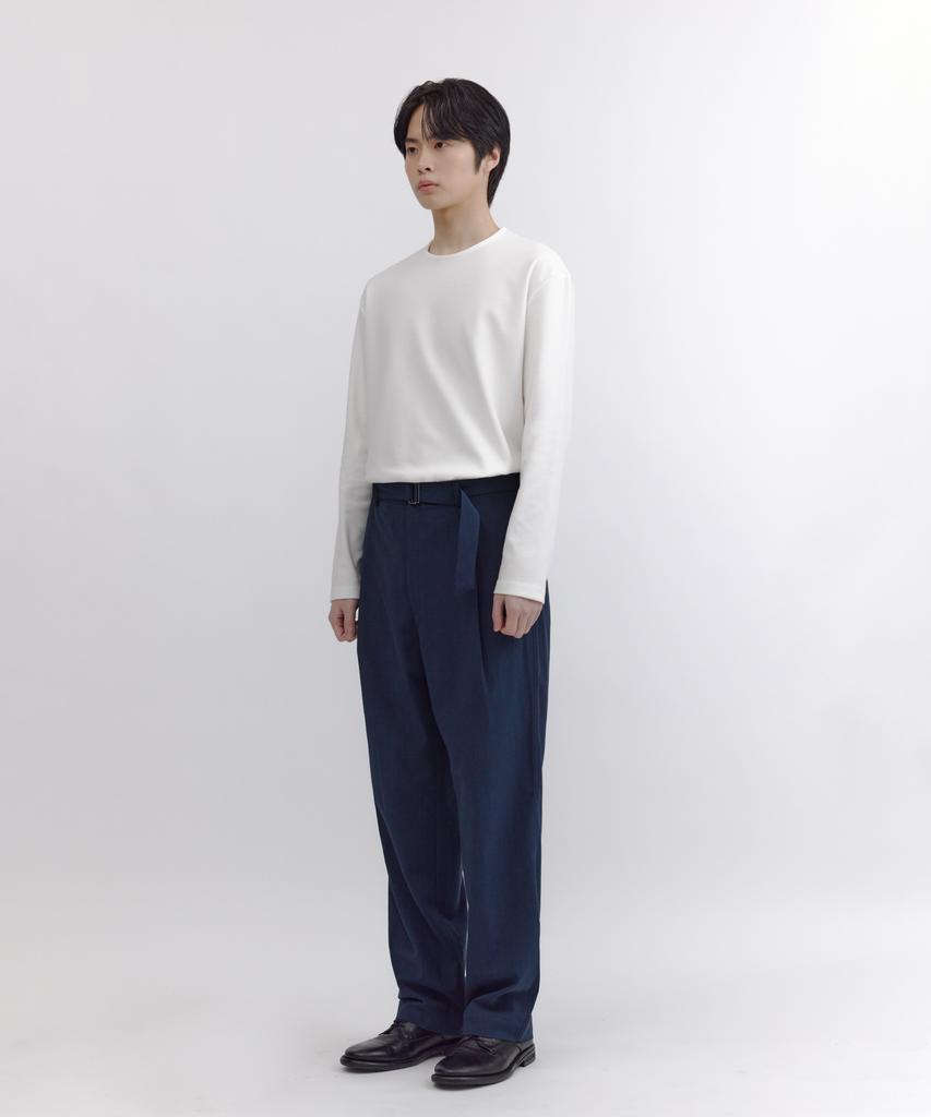 NONBLANK [Summer] Summer Cool Touch Belted Wide Fit Pants_Deep Sea Navy