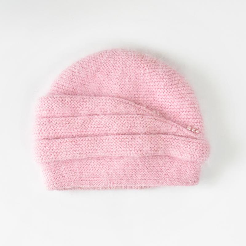 Winter Angora Wool Knitted Beanie for Elegant Ladies Custom Warm Skull Hats With Pearls Middle-Aged Women Rabbit Wool Hats