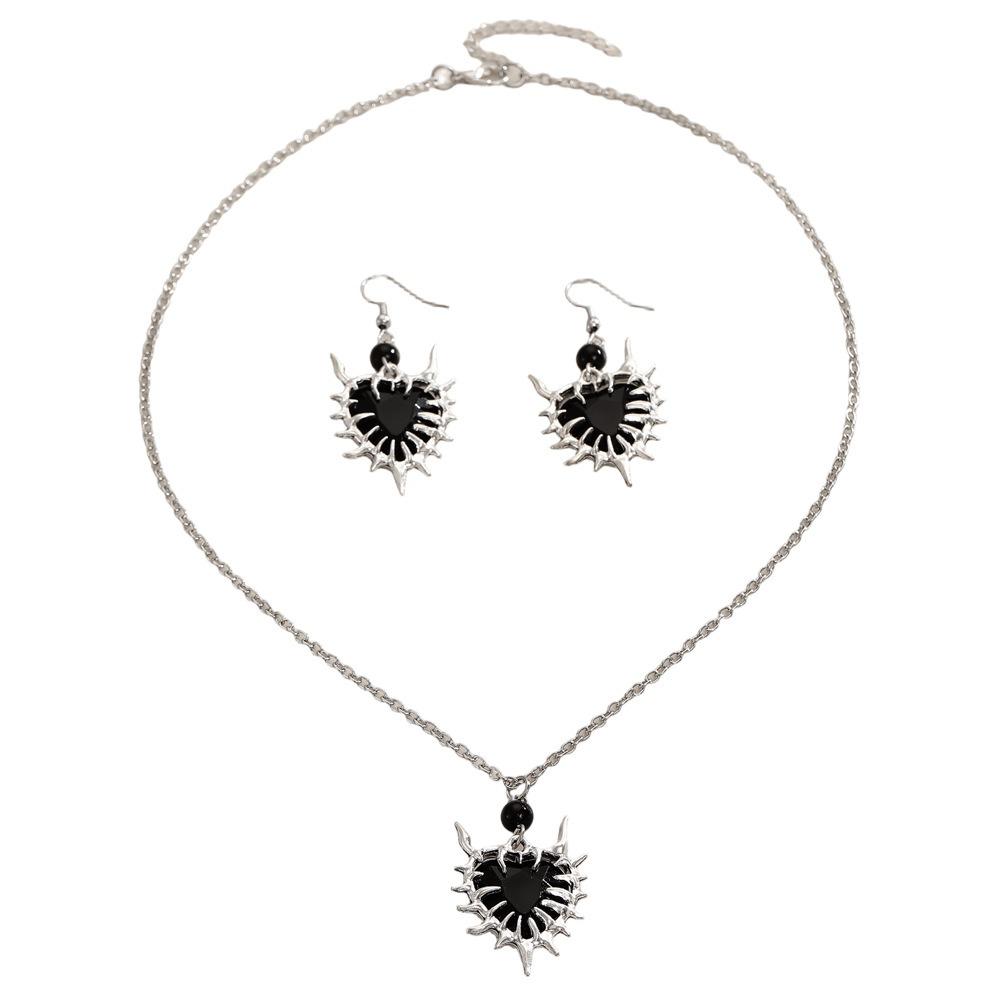 

Роскошное ожерелье с подвеской в виде шипа любви, цинковый сплав, набор серег-подвесок, черный набор ожерелья и серег, клуб чёрный