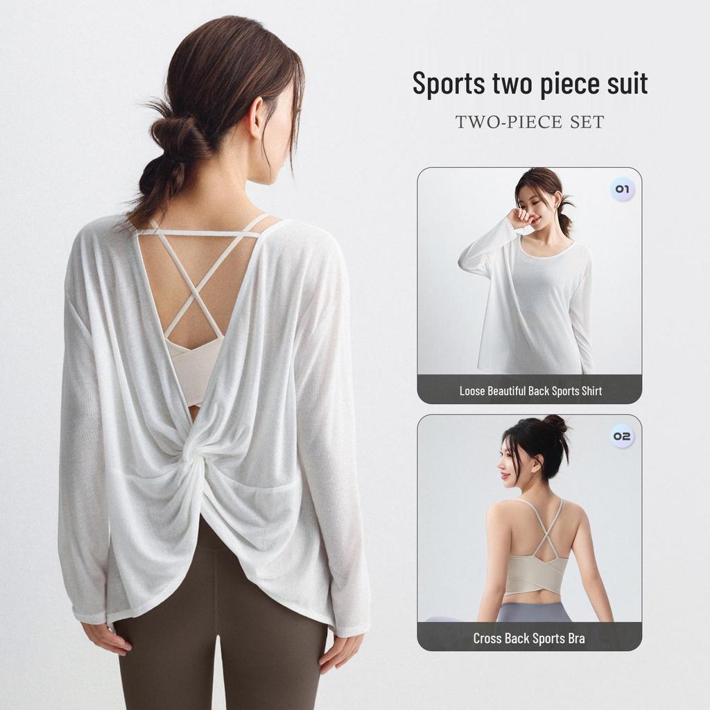 Elegant Women's Yoga Cover-Up Set: Casual Spring Sportswear for Pilates & Fitness