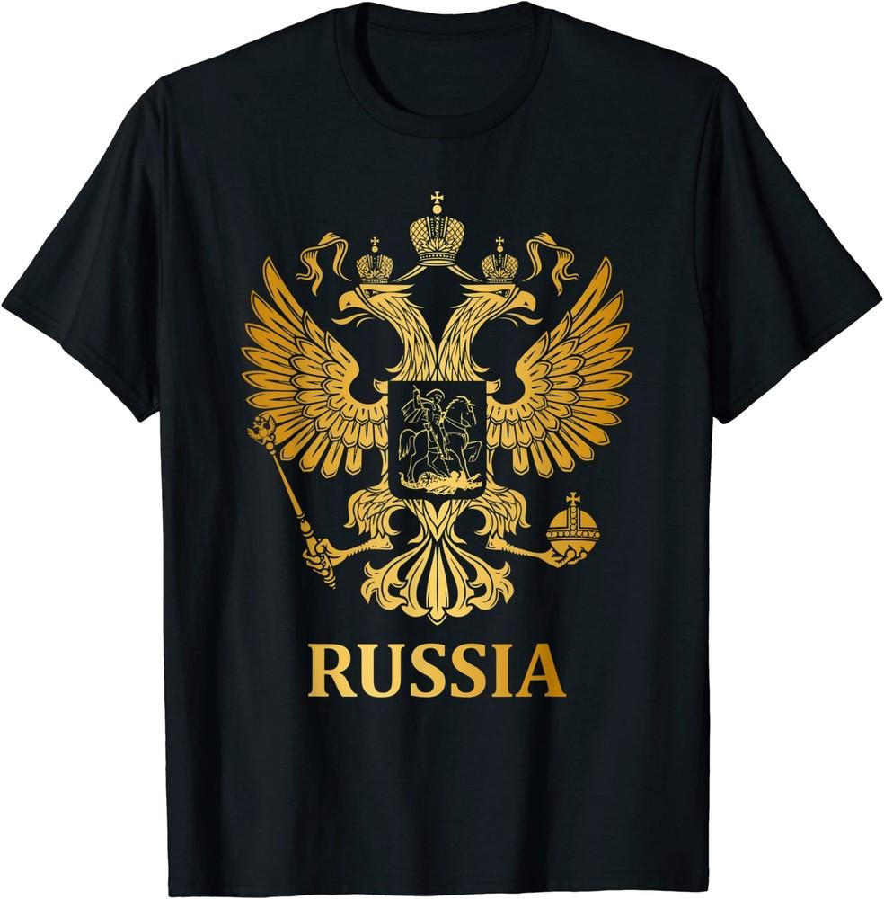 Proud Russia Arms Of Coat Russian Emblem Flag Gift T-Shirt Size S-5XL