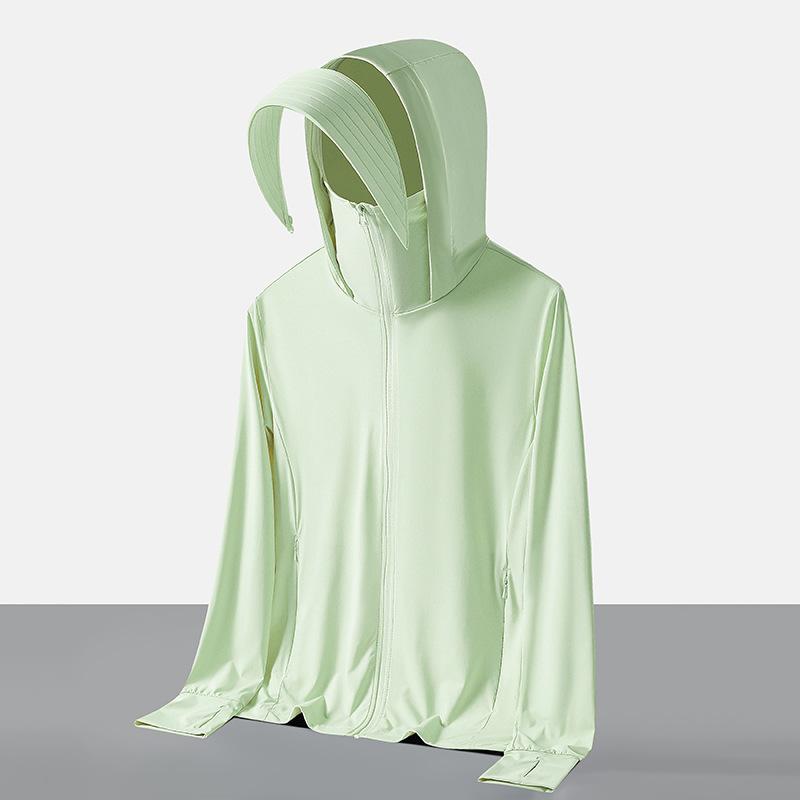 Raw yarn sunscreen clothing women's removable brim men's ice silk UPF + UV protection outdoor fishing sunscreen clothing