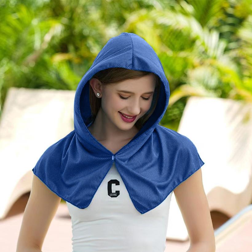 

Быстросохнущая охлаждающая худи-полотенце для пляжа, кемпинга, спортзала, защита от солнца, быстросохнущее спортивное охлаждающее полотенце, повязка на голову синий