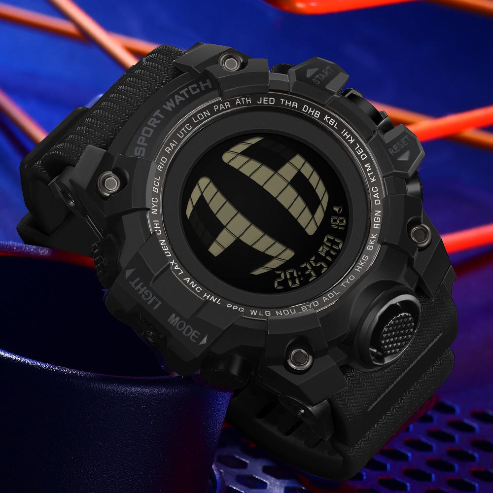 SANDA Luxury Men's Electronic Digital Watch Outdoor Sports Waterproof Countdown Men's Electronic Watch Alarm Clock