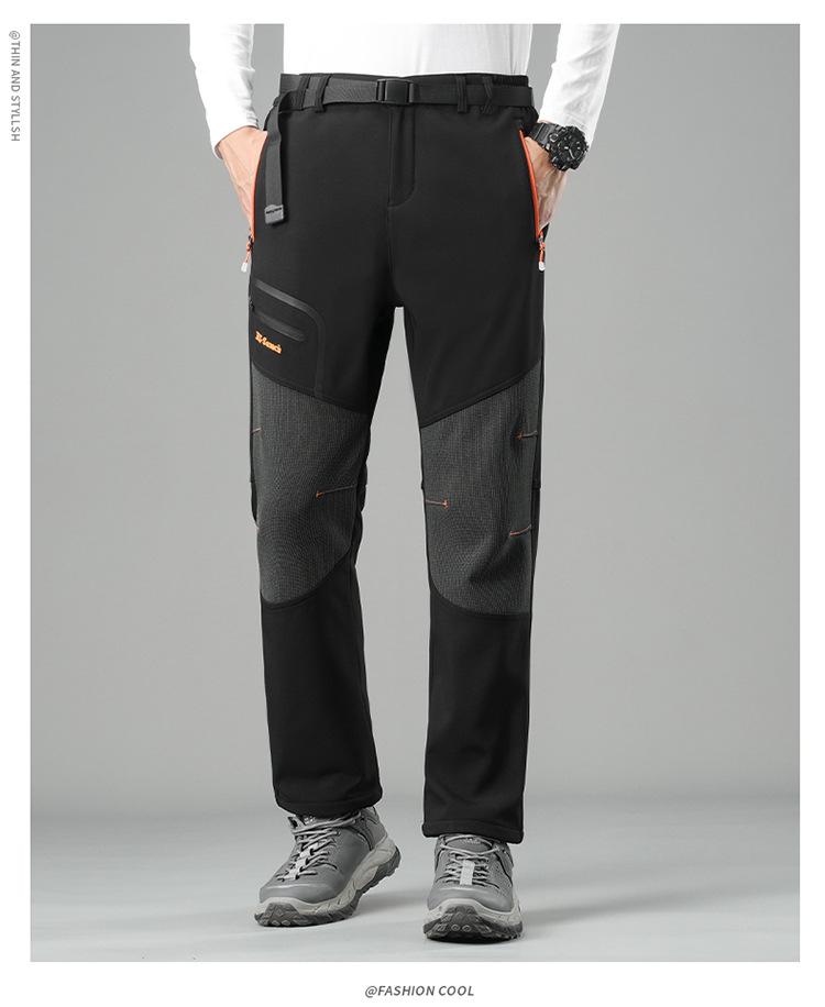 Men's Plus Velvet Winter Ski Pants - Windproof, Waterproof, Wear-Resistant, Warm for Hiking, Fishing, and Mountaineering.