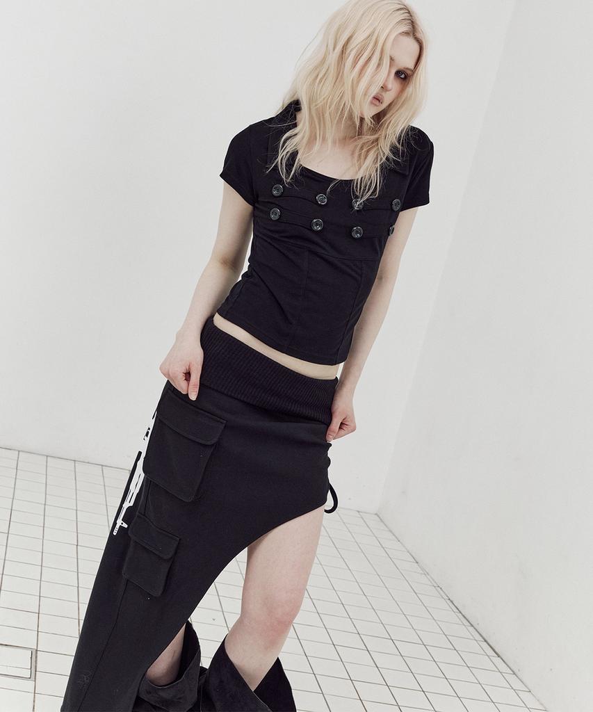 SETUP-EXE Napoleon Collar Top / Black