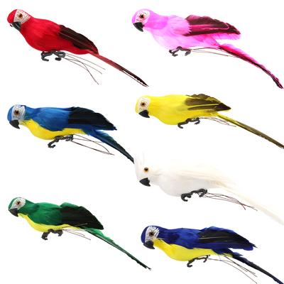28cm Simulation Parrot Handmade Foam Feather Artificial Parrot Statue Garden Bird Prop Decoration Imitation Bird Model Figurine