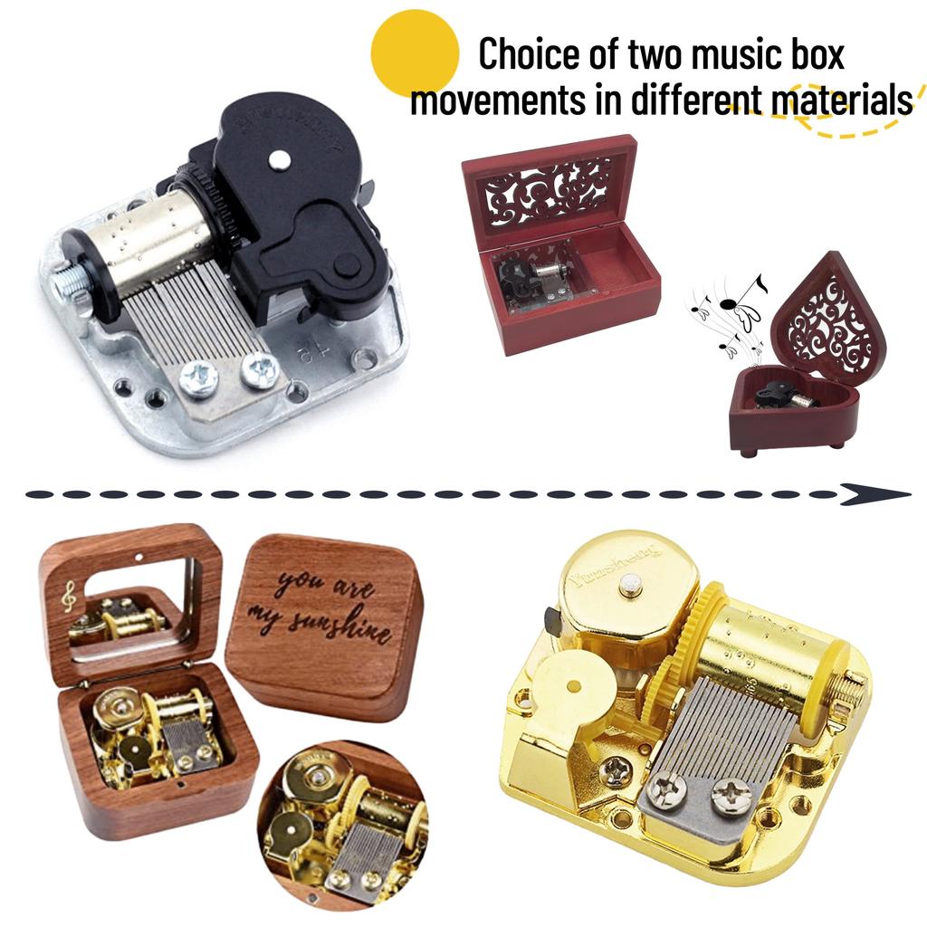 Music Box Mechanism, 18-Note Wind-Up Clockwork Movement for DIY Music Boxes and Figurines, Gold Metal Silver Plated, Beauty and the Beast Style