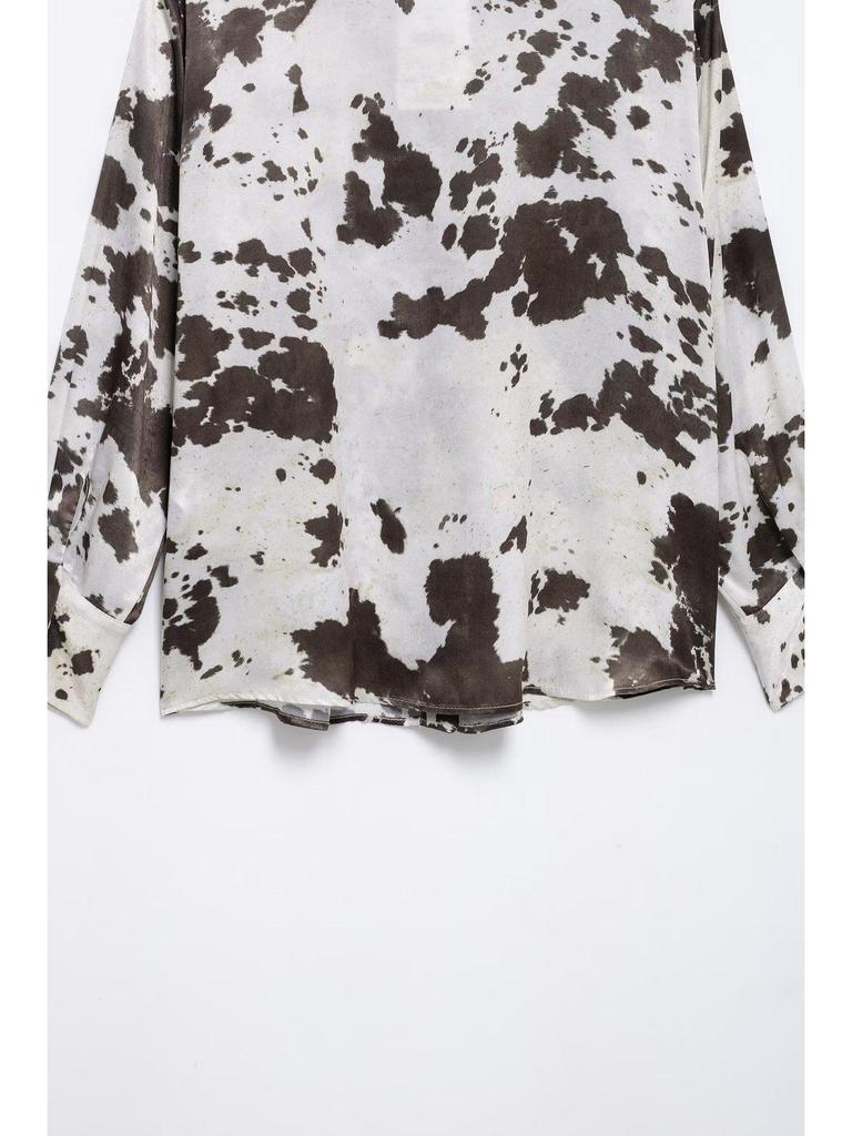 Damen-Set aus lockerem Hemd und Rock mit Gürtel im Animal-Print - Frühling 2025, Europäischer & Amerikanischer Stil, Seidentextur